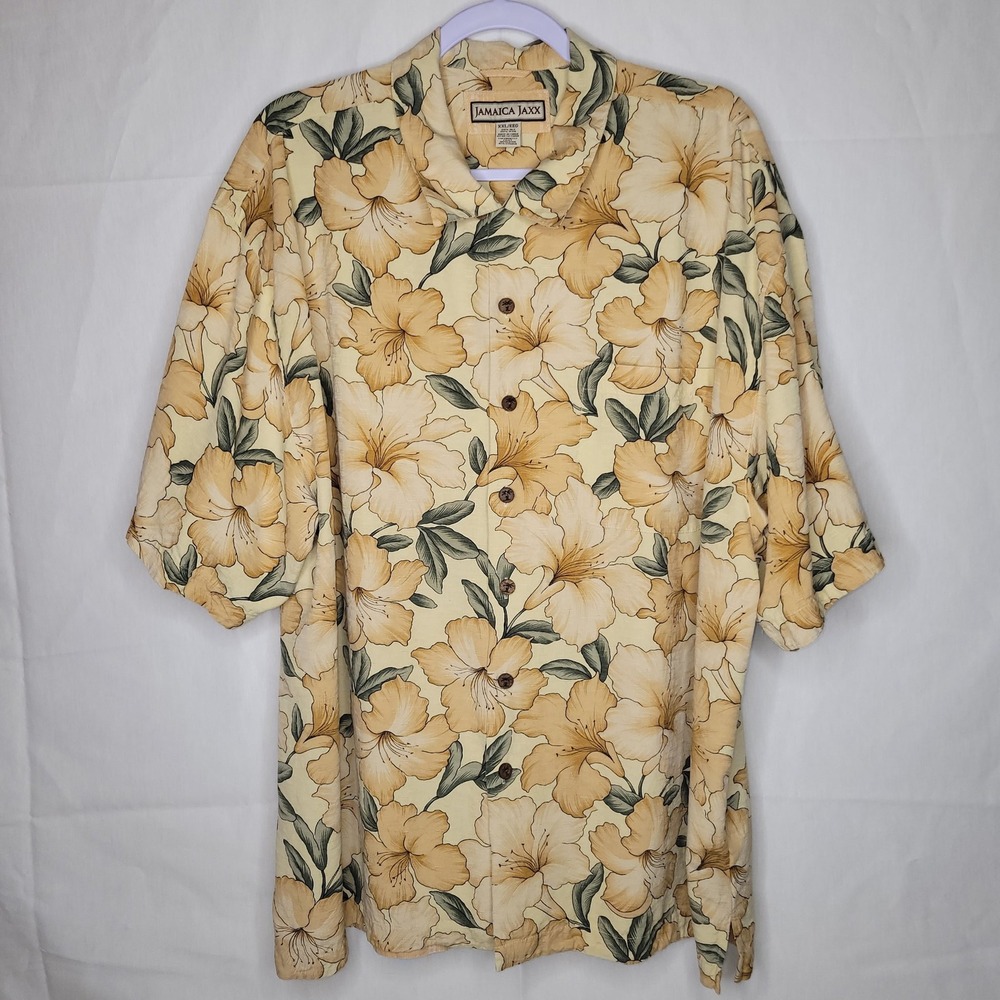 Men's‎ Jamaica Jaxx Tropical Floral Silk Button Up Shirt